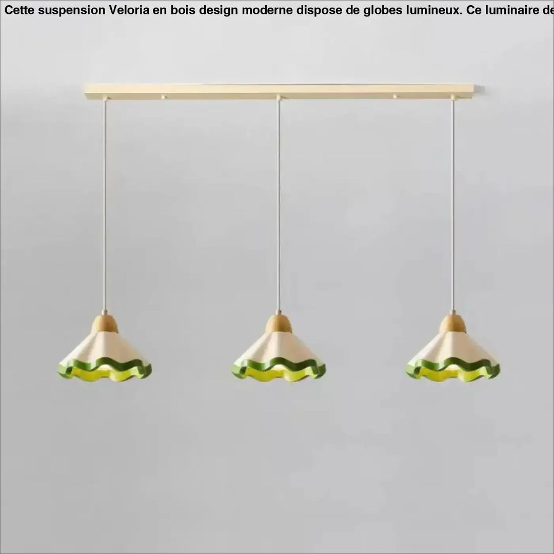 Suspension vintage ondulée style original vert beige chic