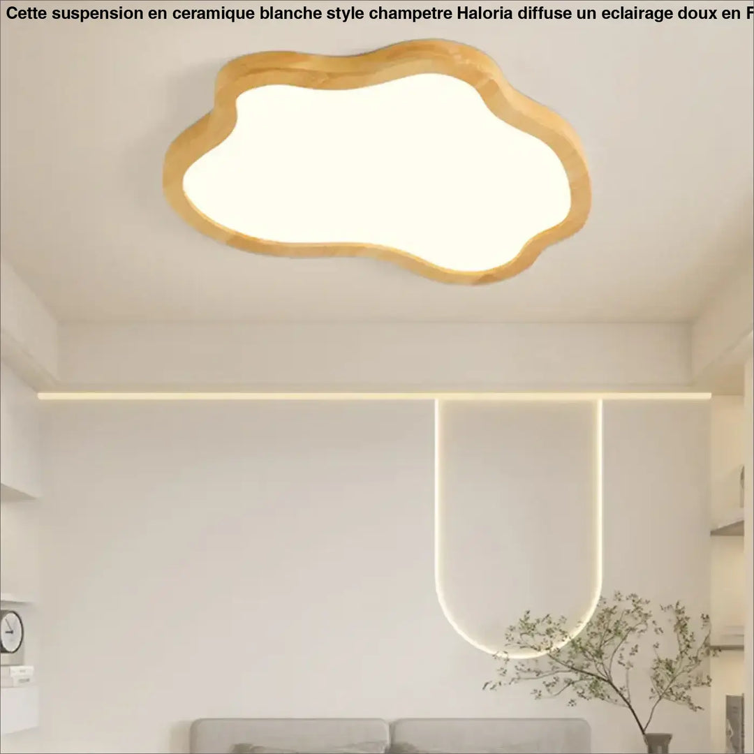 Plafonnier moderne en bois naturel en forme de nuage