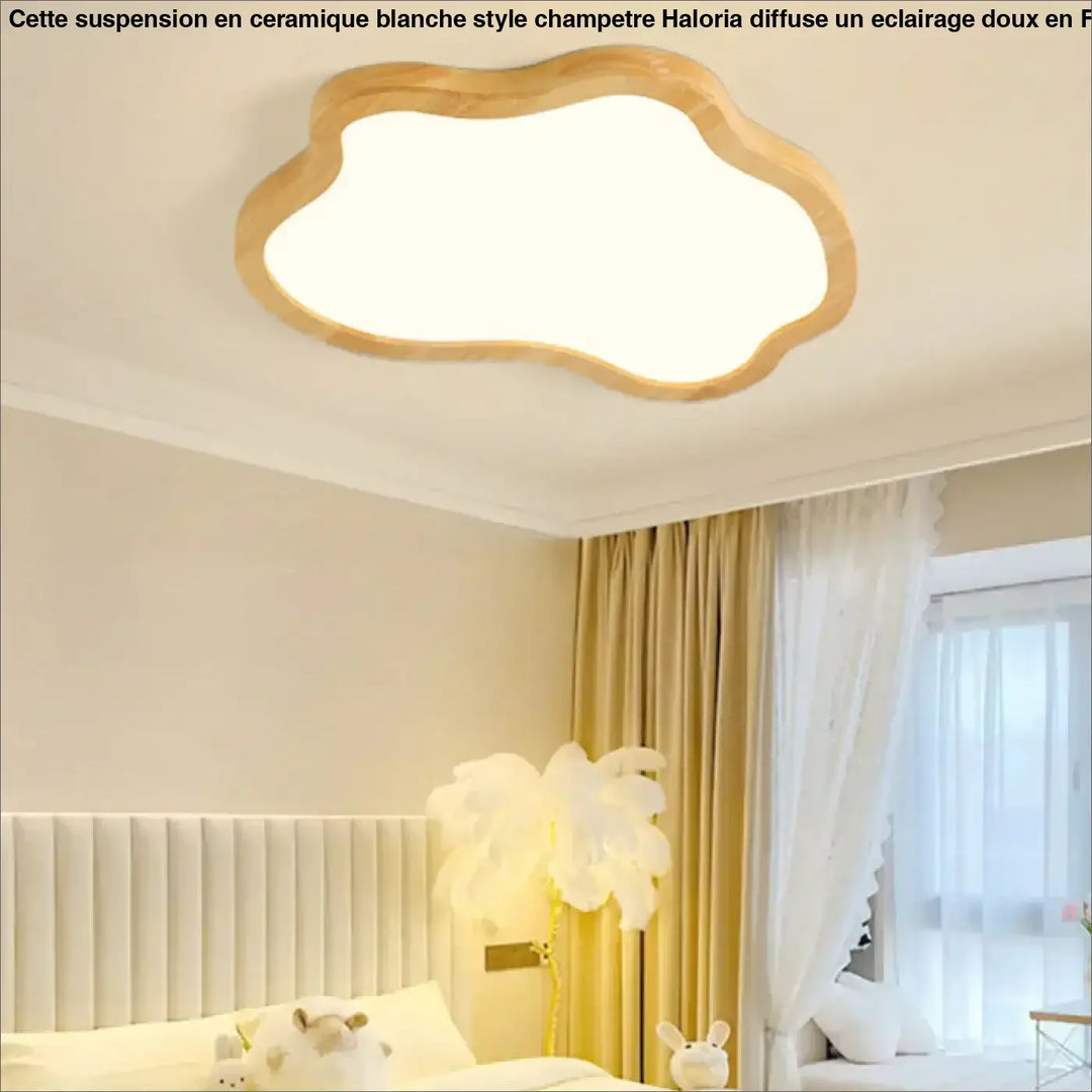 Plafonnier moderne en bois naturel en forme de nuage