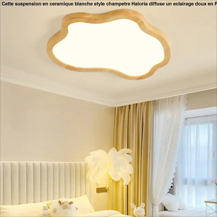 Plafonnier moderne en bois naturel en forme de nuage