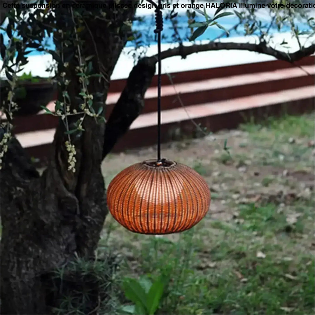 Luminaire d’extérieur tissé naturel élégant en rotin