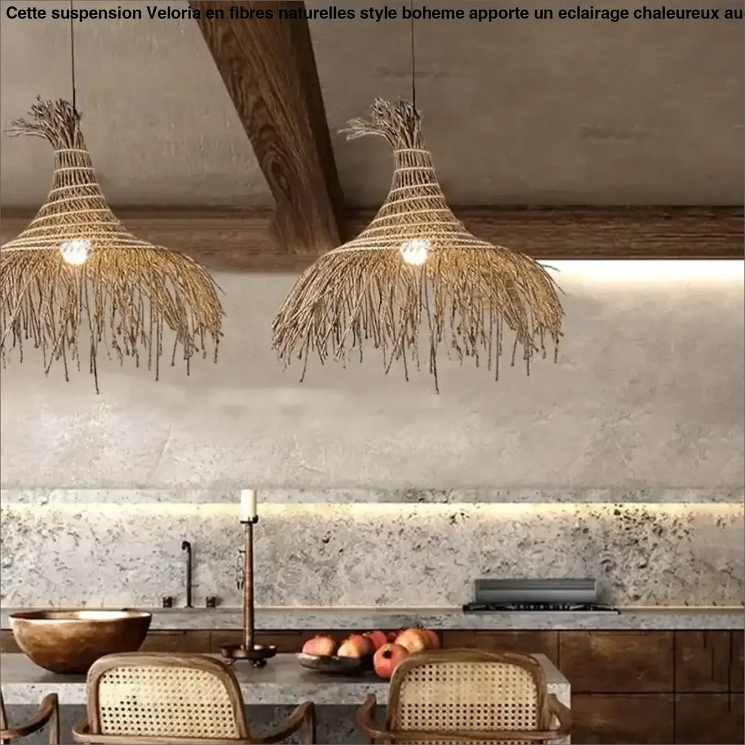 Suspension en fibres naturelles style bohème chic pour cuisine ou salo…

