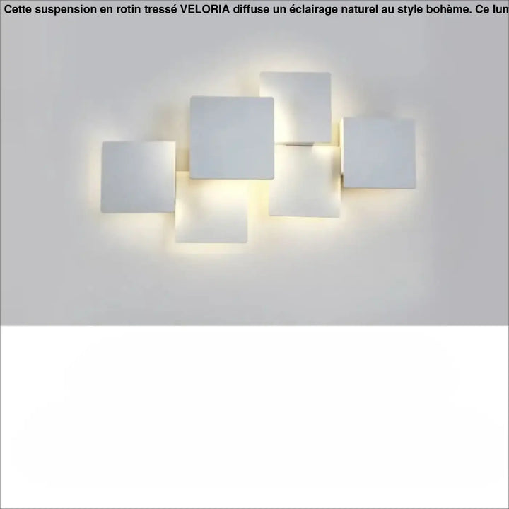 Applique murale kubora carrés flottants blanc moderne avec effet lumineux doux et design minimaliste