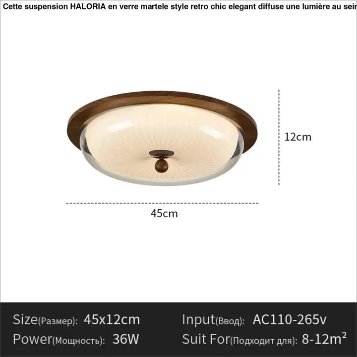 Plafonnier design en bois et verre à éclairage doux moderne