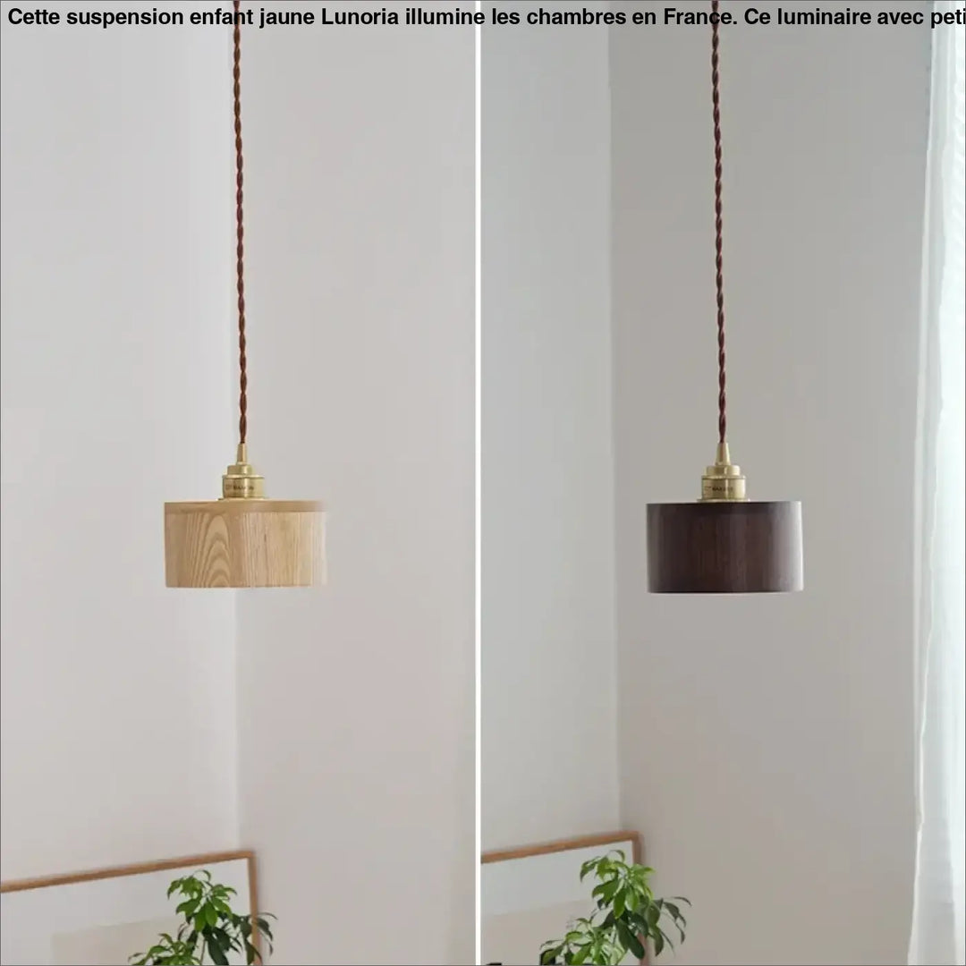 Suspension bois noyer et cuivre minimaliste élégant
