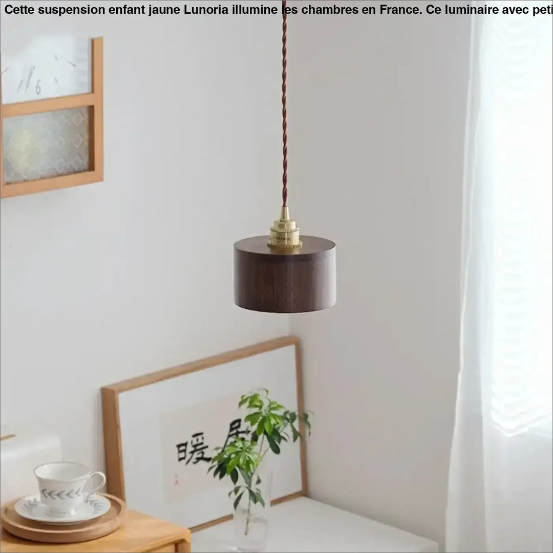 Suspension bois noyer et cuivre minimaliste élégant