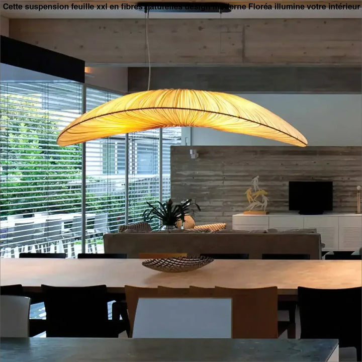 Suspension Feuille XXL en Fibres Naturelles Design Moderne


