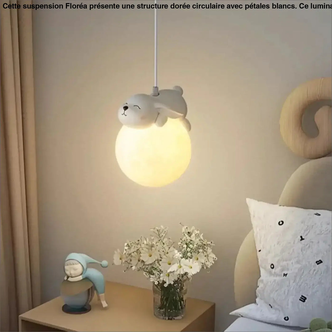 Suspension boules LED avec animaux polaires pour chambre enfant