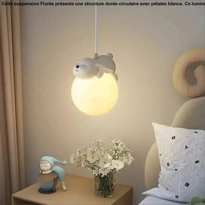 Suspension boules LED avec animaux polaires pour chambre enfant