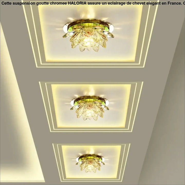 Plafonnier Rond Cristal Étincelant Pour Plafond Sculpté

