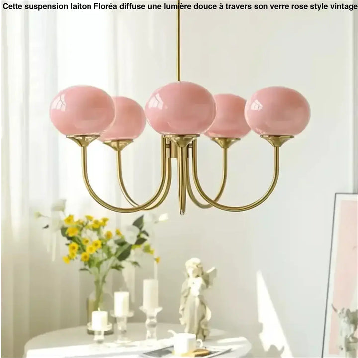 Suspension Laiton Avec Des Globes En Verre Style Vintage Élégant