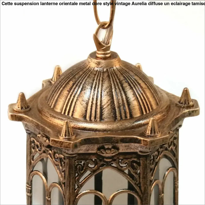 Suspension Lanterne Orientale Métal Doré Style Vintage