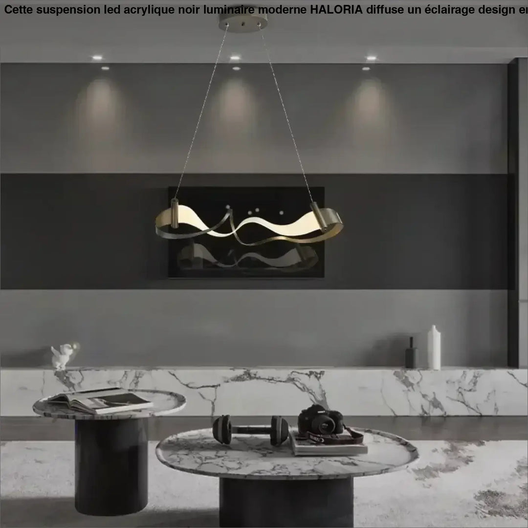 Suspension luminaire moderne design ondulé en métal doré