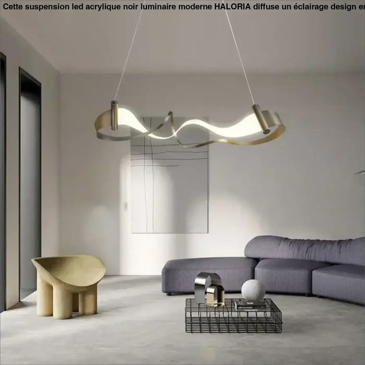 Suspension luminaire moderne design ondulé en métal doré