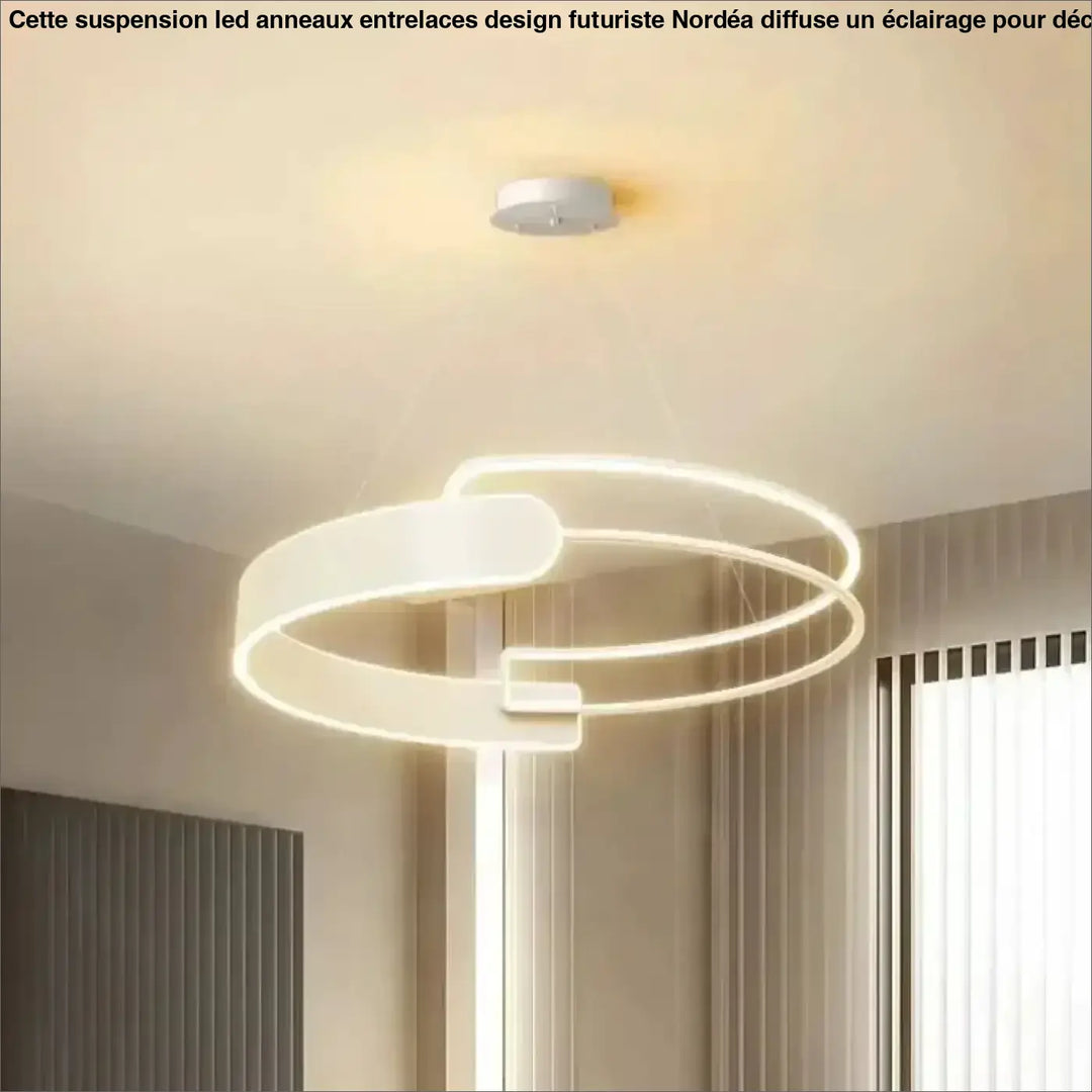 Suspension LED anneaux entrelacés design futuriste et épuré

