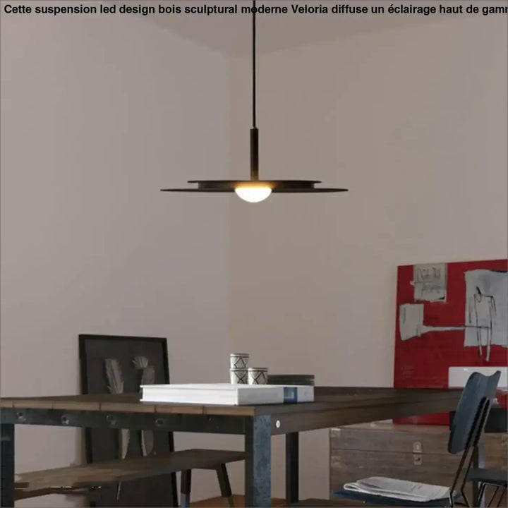 Suspension plate design métal noir et rouge pour salle à manger