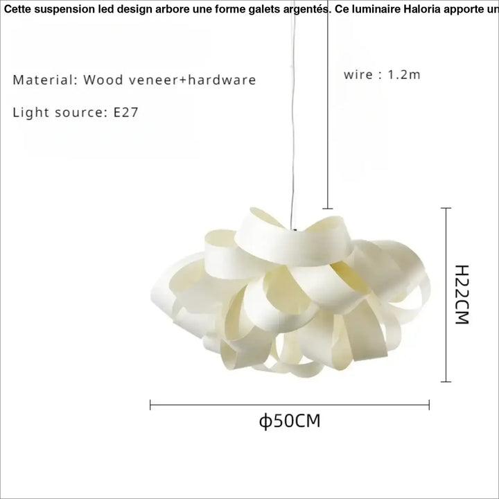 Suspension luminaire design organique en rubans de bois naturel