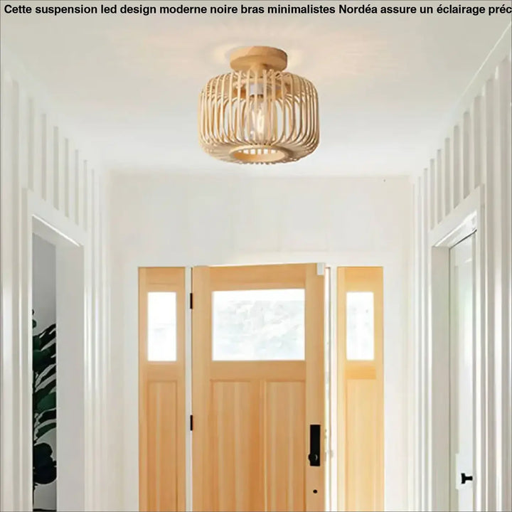 Plafonnier En Bambou Tressé Luminaire Naturel Moderne

