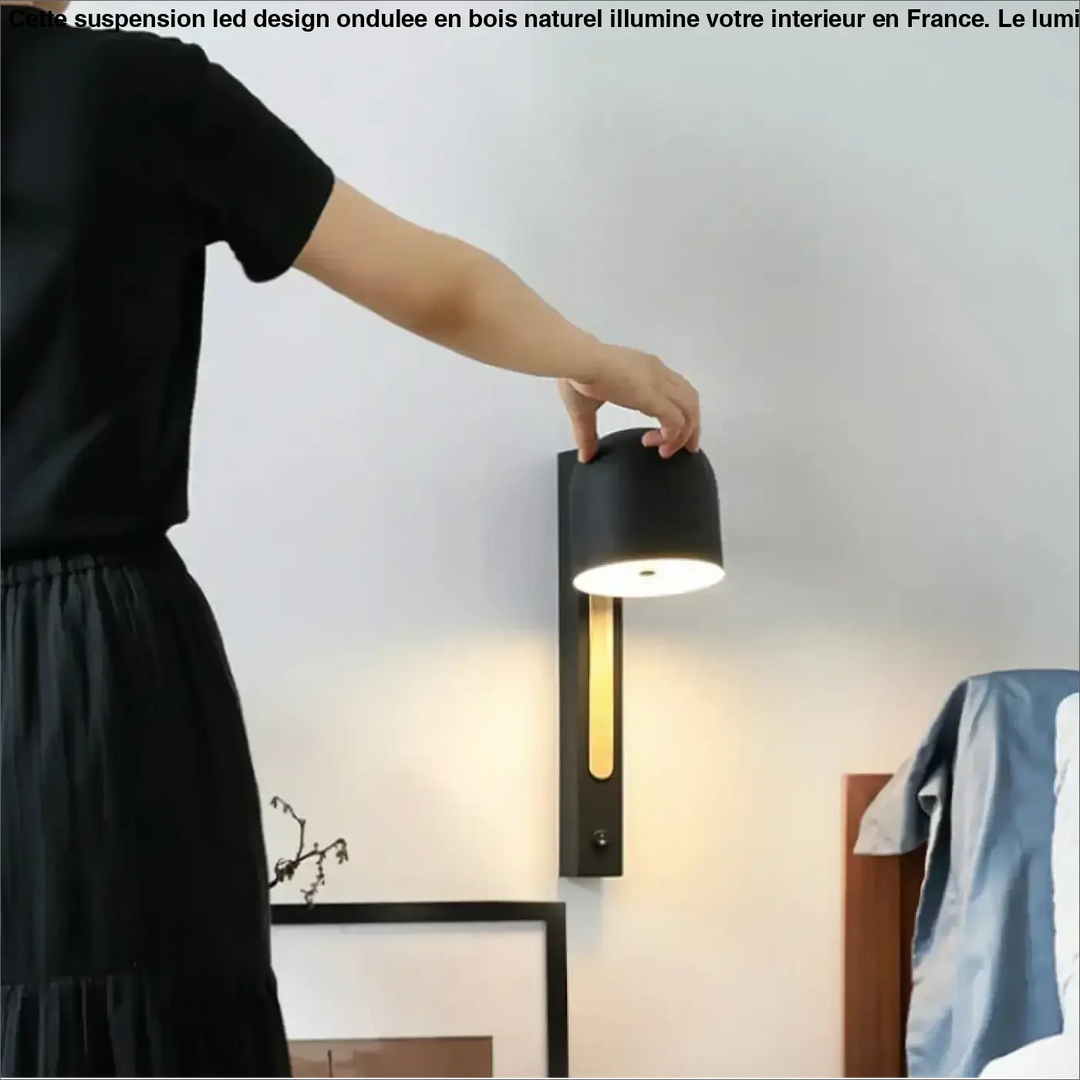 Applique murale design noir mat avec abat jour cylindrique
