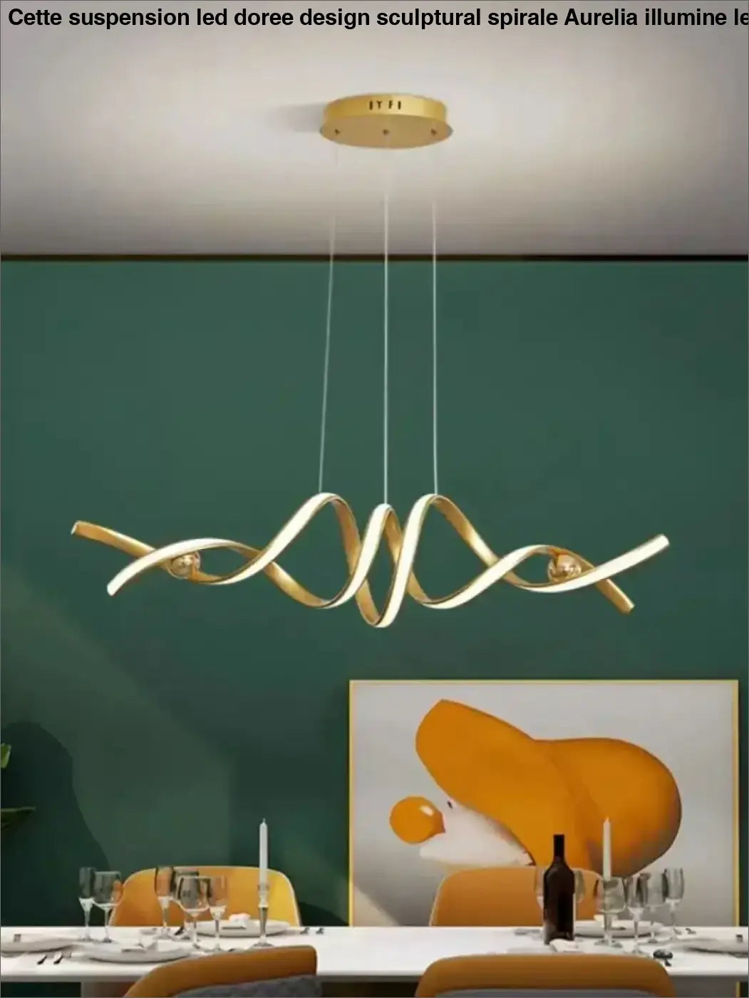 Suspension LED Dorée Design Sculptural Spirale Moderne et Élégante