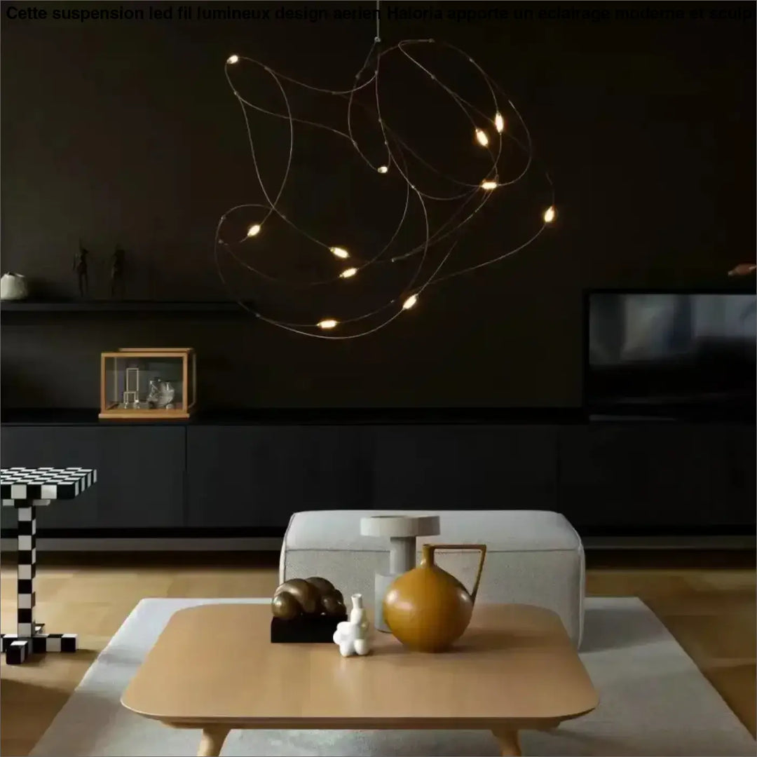 Suspension LED Fil Lumineux Design Aérien Moderne et Sculptural