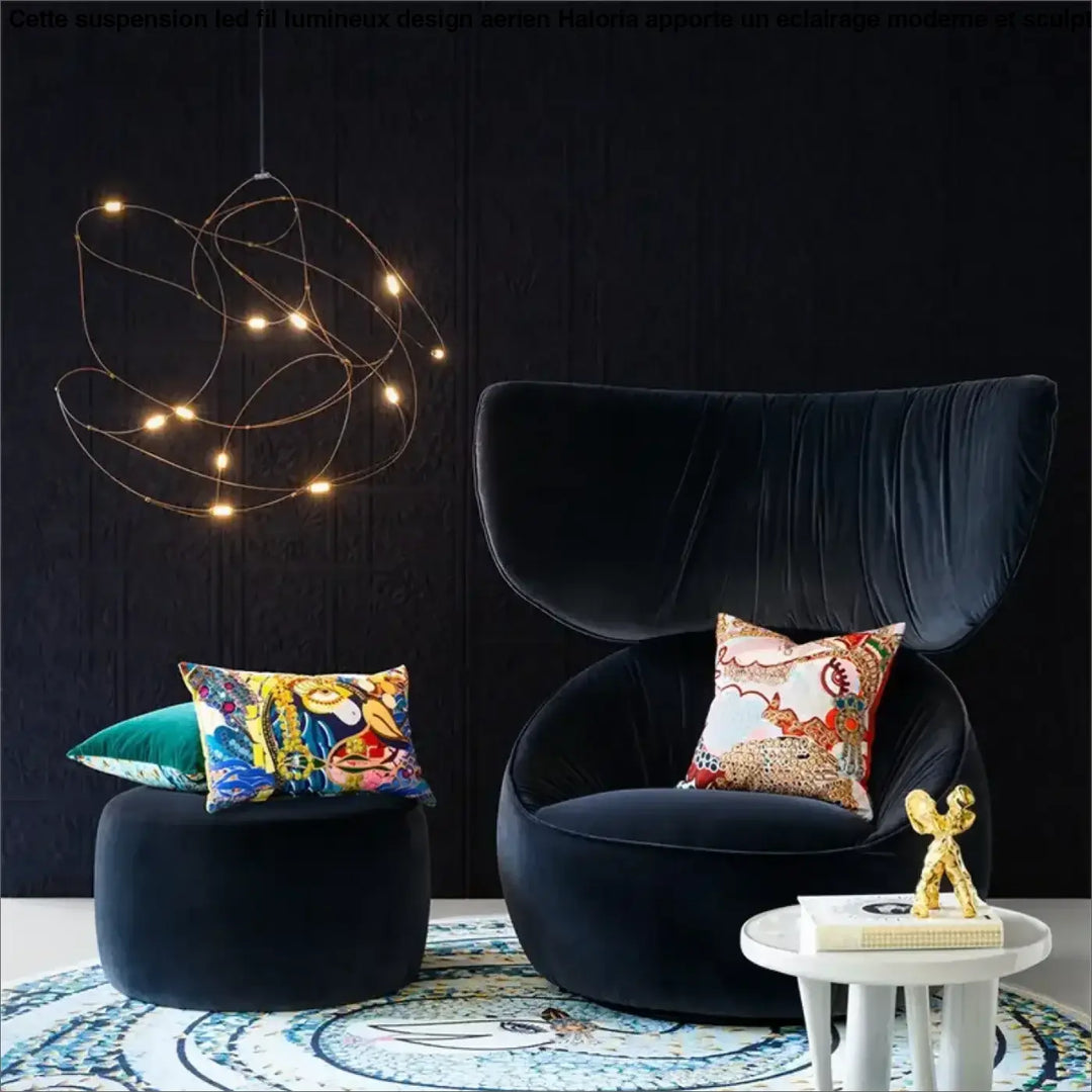 Suspension LED Fil Lumineux Design Aérien Moderne et Sculptural