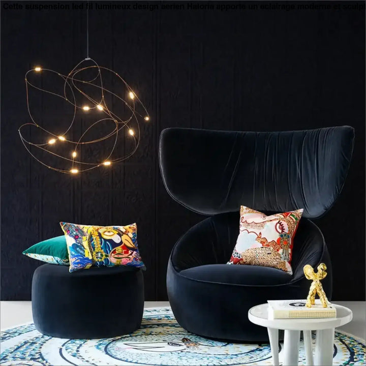 Suspension LED Fil Lumineux Design Aérien Moderne et Sculptural