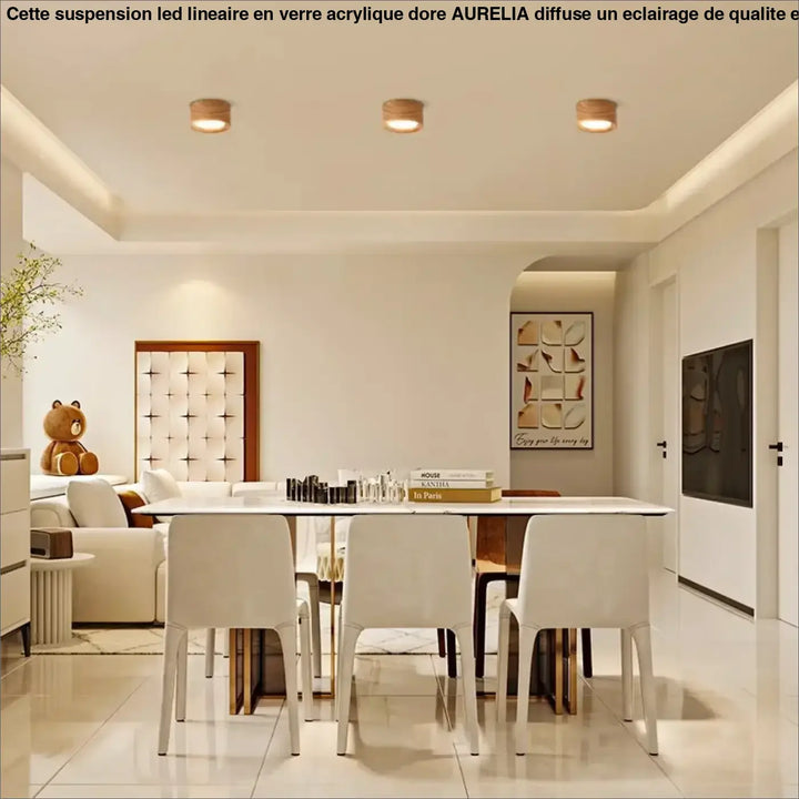 Plafonnier led beige encastré pour salon ou couloir élégant