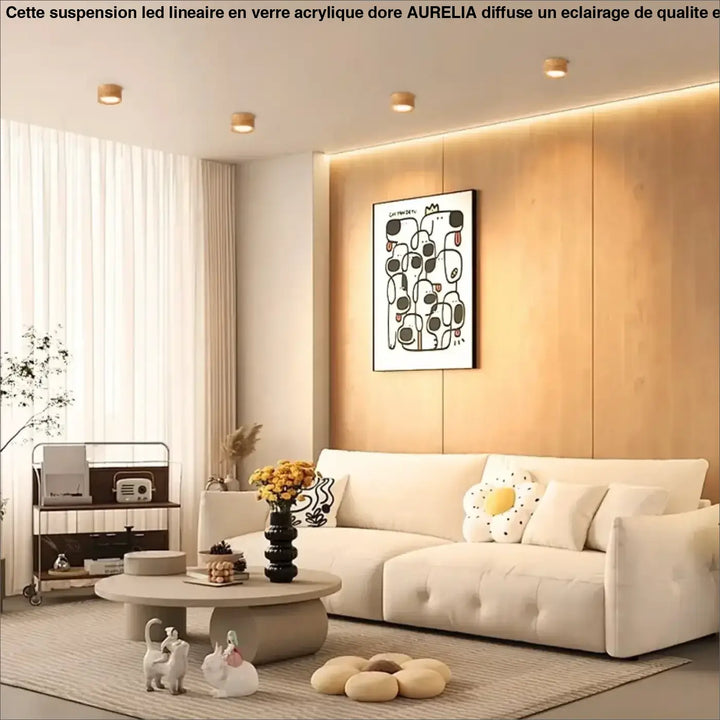 Plafonnier led beige encastré pour salon ou couloir élégant