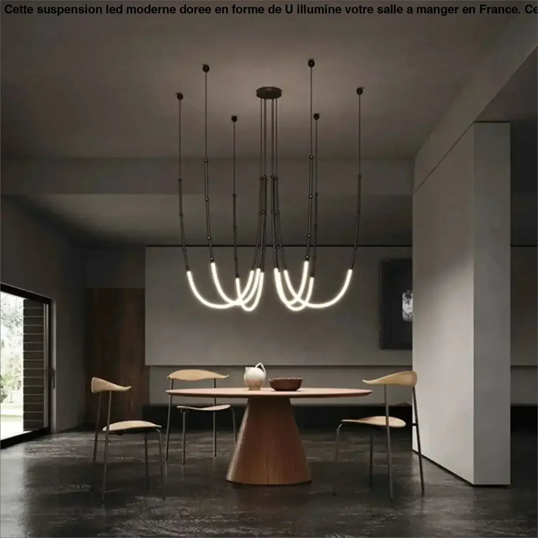 Suspension LED Moderne Dorée En U Pour Salle À Manger Stylé