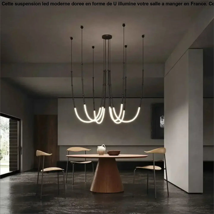 Suspension LED Moderne Dorée En U Pour Salle À Manger Stylé