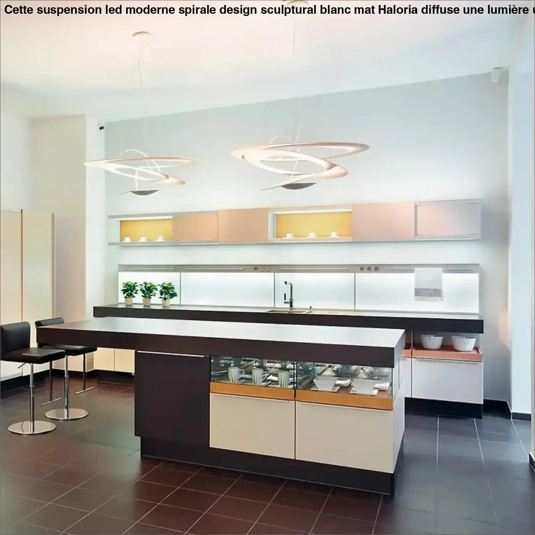 Suspension LED Moderne Spirale Design Sculptural Blanc Mat

