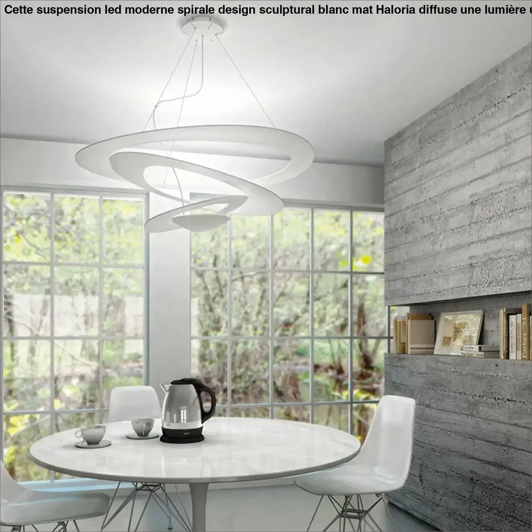 Suspension LED Moderne Spirale Design Sculptural Blanc Mat

