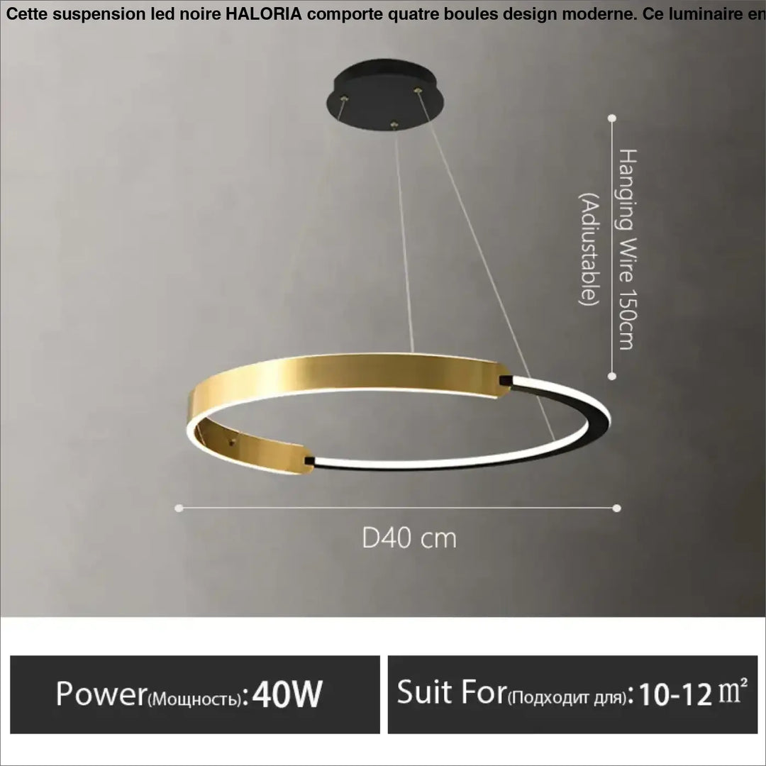 Suspension led anneau dorée design moderne élégante