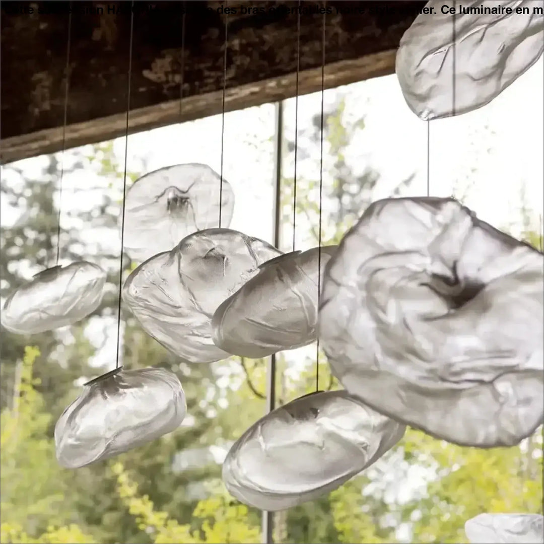 Suspension Nuage Design Sculptural En Verre Transparent Élégant