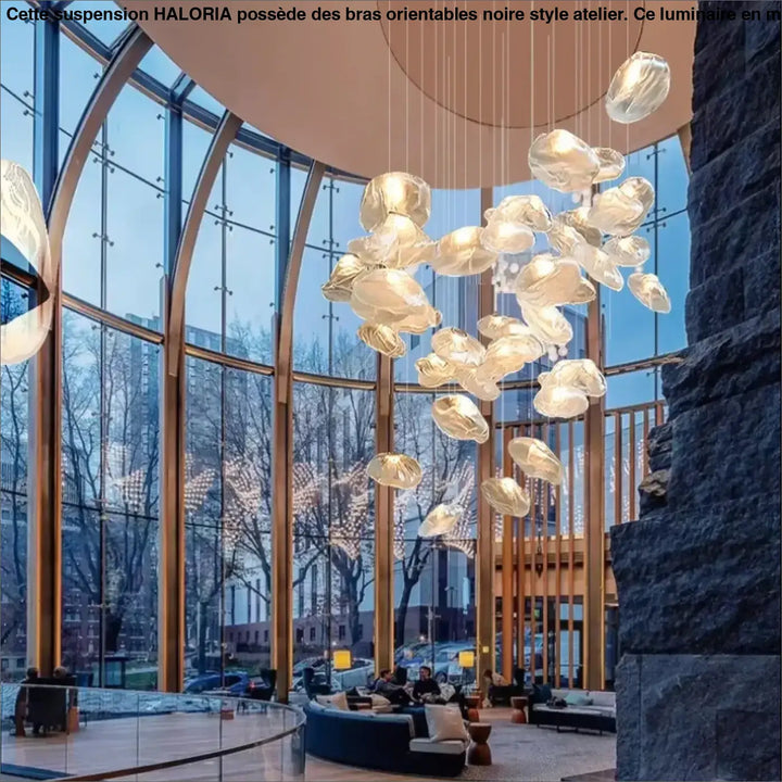 Suspension Nuage Design Sculptural En Verre Transparent Élégant