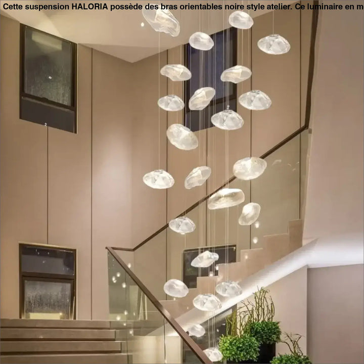 Suspension Nuage Design Sculptural En Verre Transparent Élégant