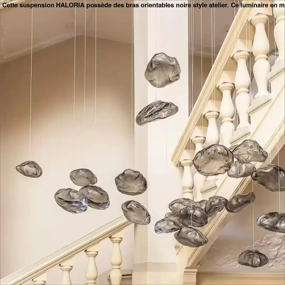 Suspension Nuage Design Sculptural En Verre Transparent Élégant