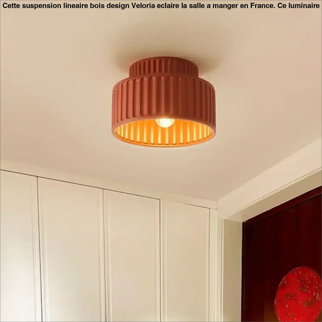 Plafonnier terracotta design côtelé style rétro chic

