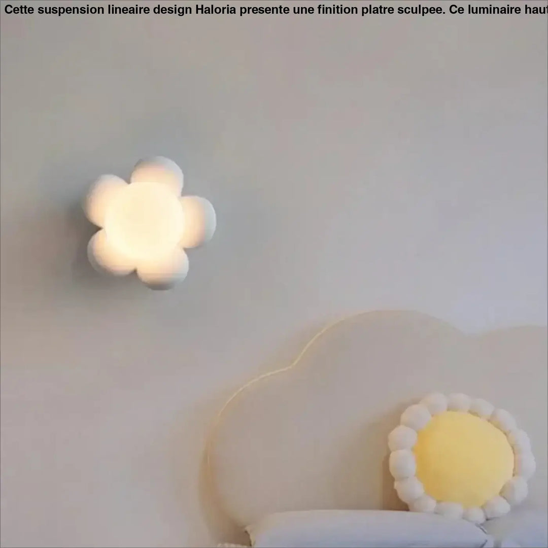 Applique Murale Enfant Fleur Rose Avec Globe Lumineux Central