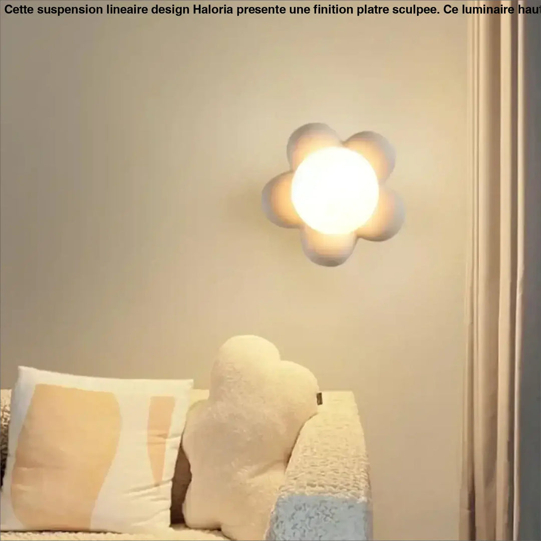 Applique Murale Enfant Fleur Rose Avec Globe Lumineux Central