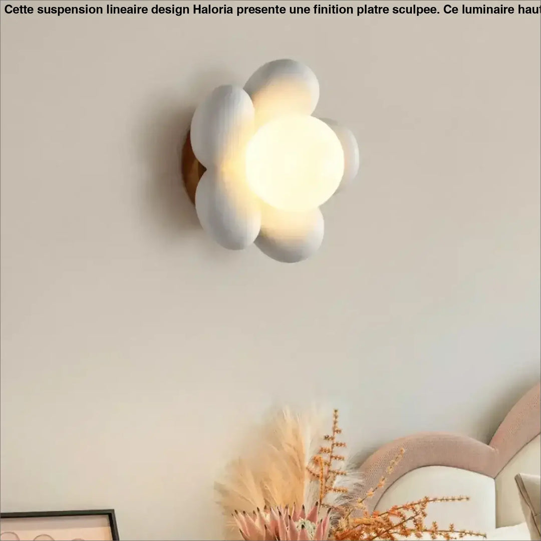 Applique Murale Enfant Fleur Rose Avec Globe Lumineux Central