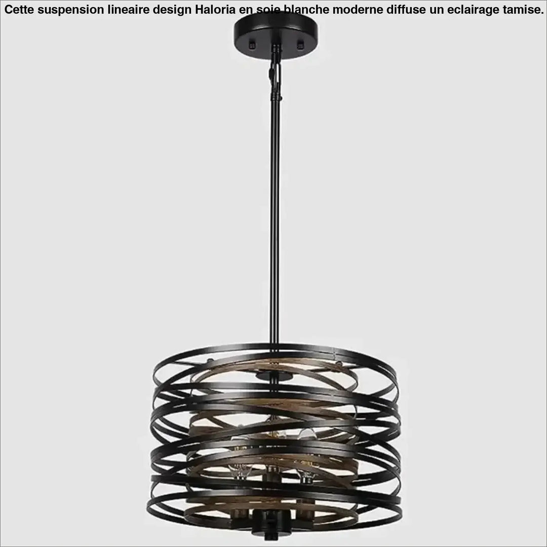 Suspension luminaire graphique noire à cercles concentriques
