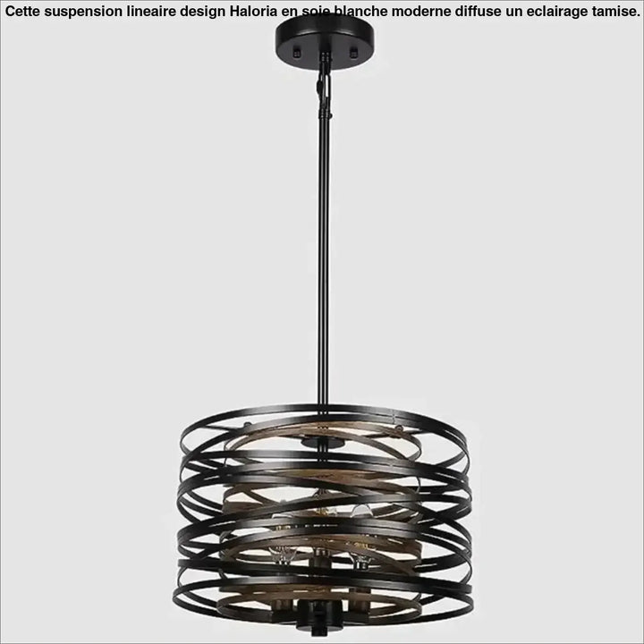 Suspension luminaire graphique noire à cercles concentriques