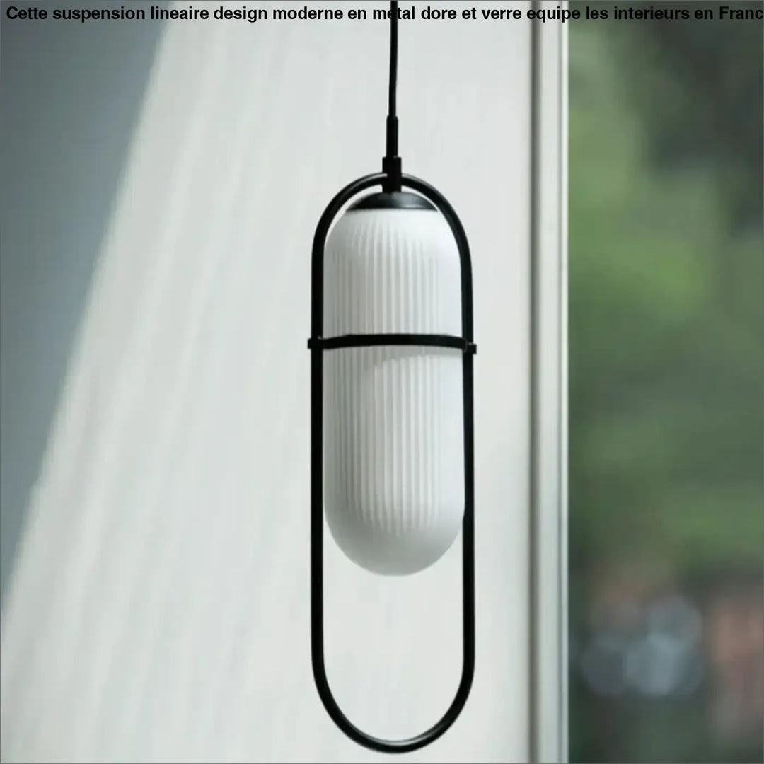 Suspension luminaire design moderne en métal doré et verre blanc


