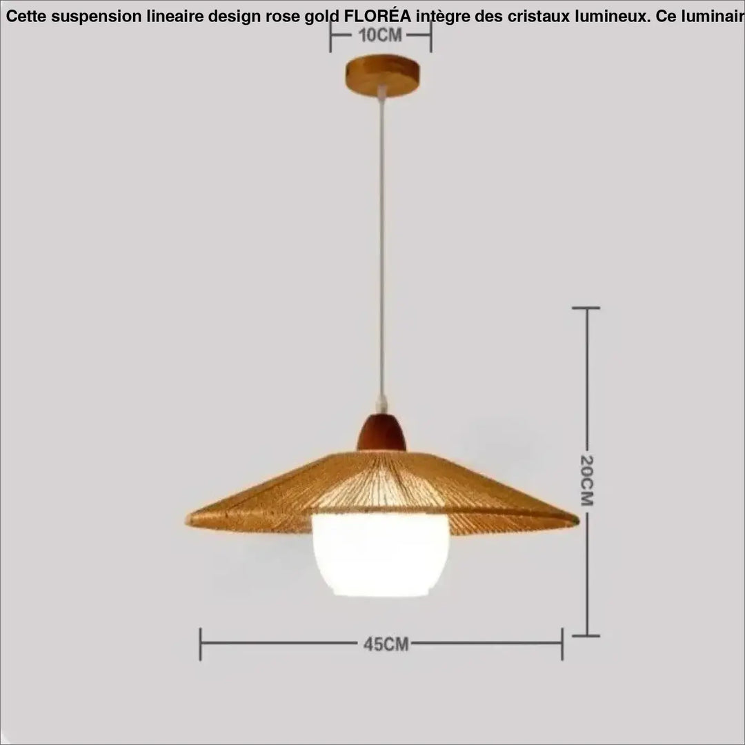 Suspension luminaire en rotin avec abat-jour blanc au style naturel