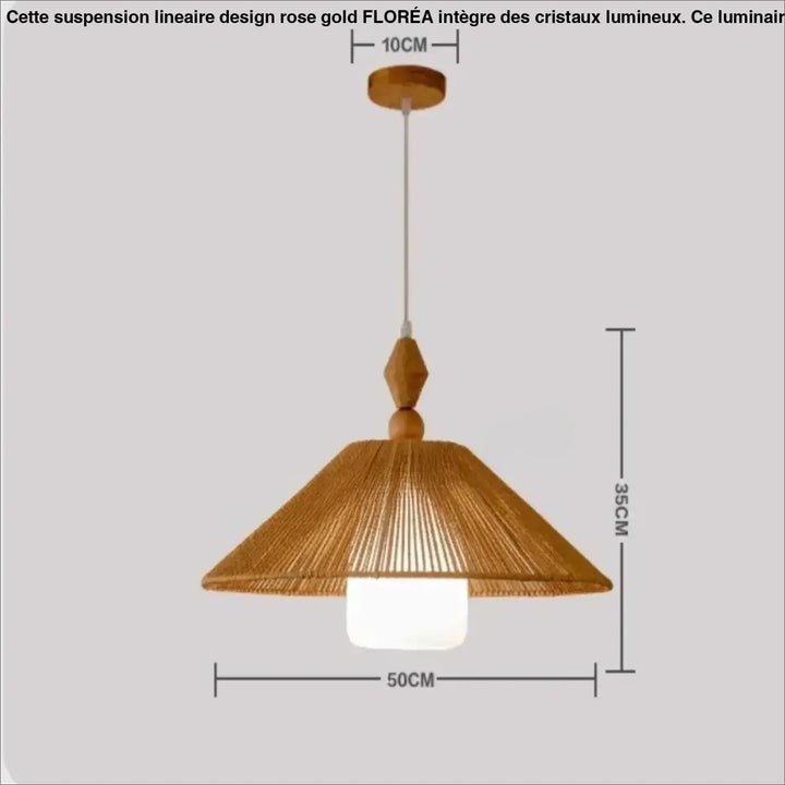 Suspension luminaire en rotin avec abat-jour blanc au style naturel