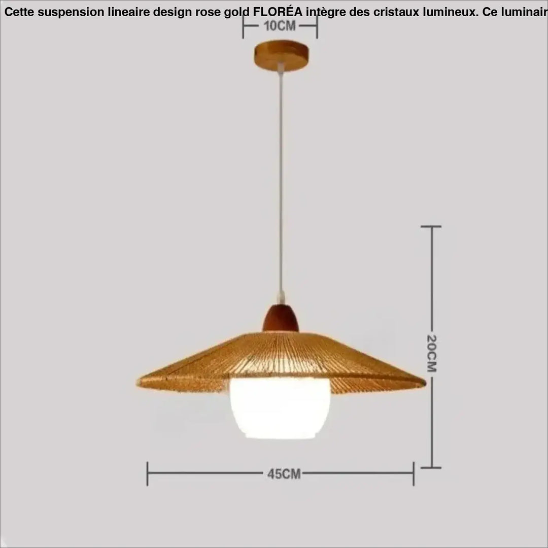 Suspension luminaire en rotin avec abat-jour blanc au style naturel