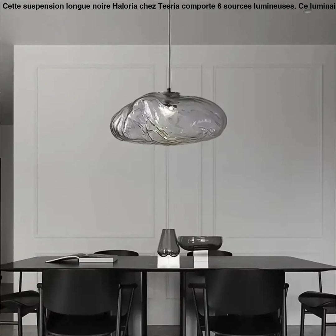 Suspension Design Sculpturale Abat Jour Verre Texturé