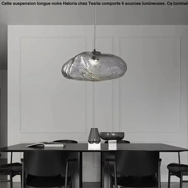 Suspension Design Sculpturale Abat Jour Verre Texturé
